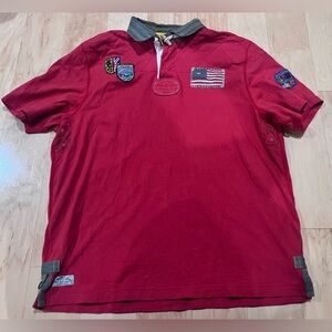 Polo shirt with quilted yoke and patches